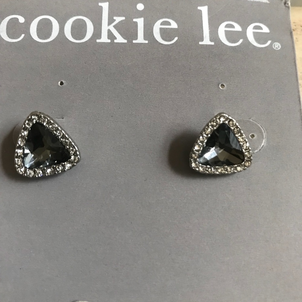 Gray and silver crystal earrings